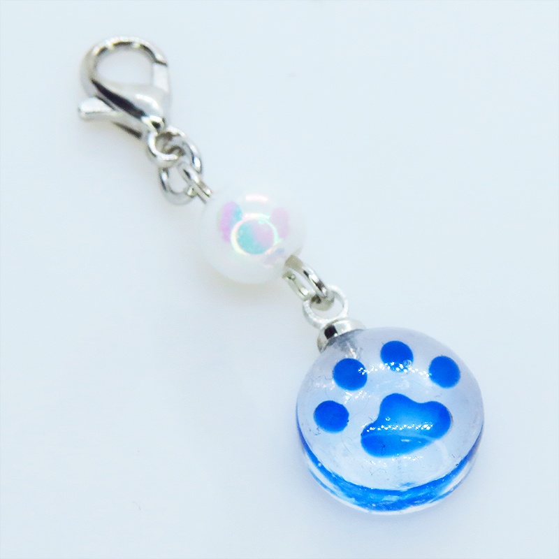 マスク・スマホチャーム クリアカラーの可愛い肉球チャーム レジン クリスタルガラス 金具変更可