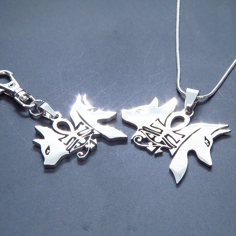 【再々販】シルバーカラー 猫の神 犬の神 バステト アヌビス ステンレスモチーフキーホルダー エジプト オリエンタル 金具変更可