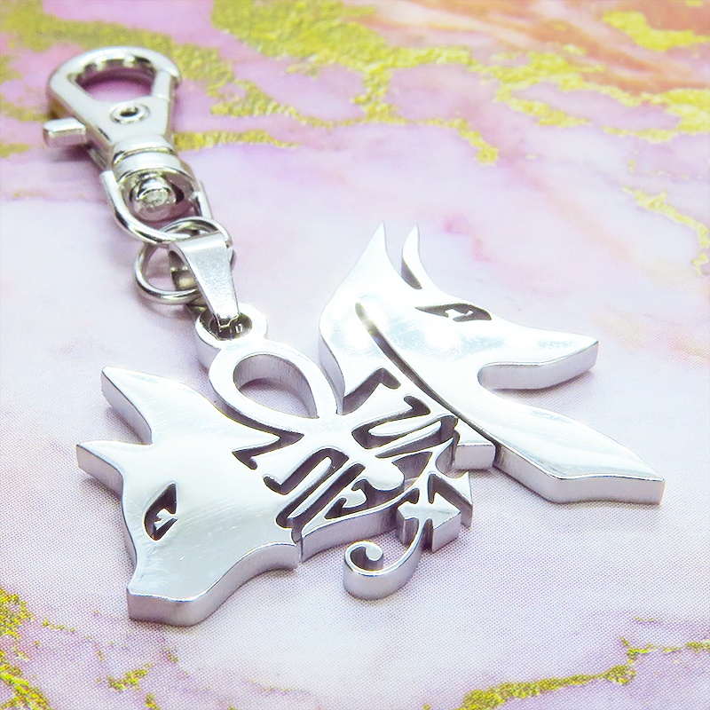 【再々販】シルバーカラー 猫の神 犬の神 バステト アヌビス ステンレスモチーフキーホルダー エジプト オリエンタル 金具変更可