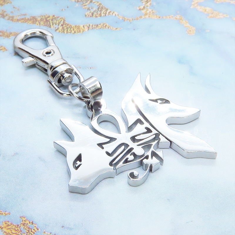 【再々販】シルバーカラー 猫の神 犬の神 バステト アヌビス ステンレスモチーフキーホルダー エジプト オリエンタル 金具変更可