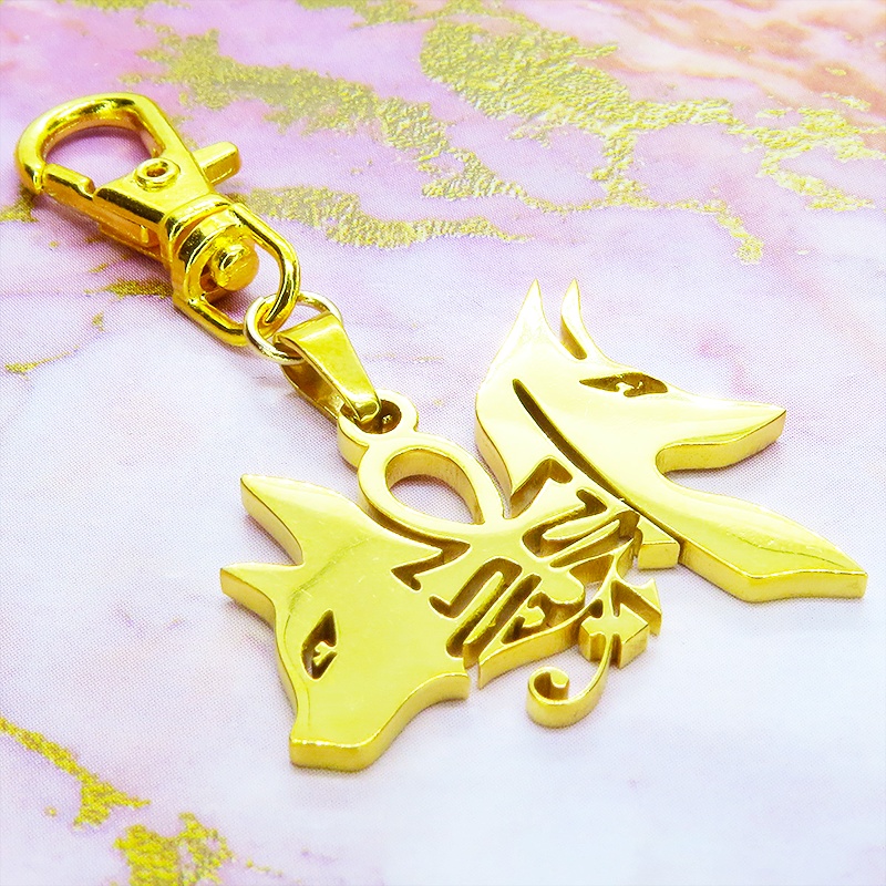 【再々販】ゴールドカラー 猫の神 犬の神 バステト アヌビス ステンレスキーホルダー エジプト オリエンタル 金具変更可