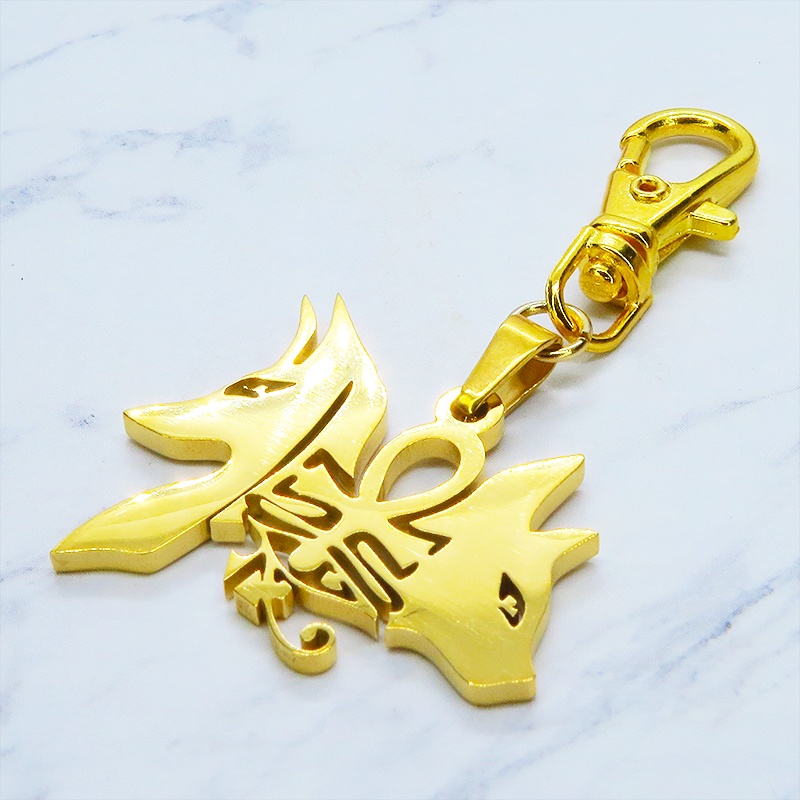 【再々販】ゴールドカラー 猫の神 犬の神 バステト アヌビス ステンレスキーホルダー エジプト オリエンタル 金具変更可