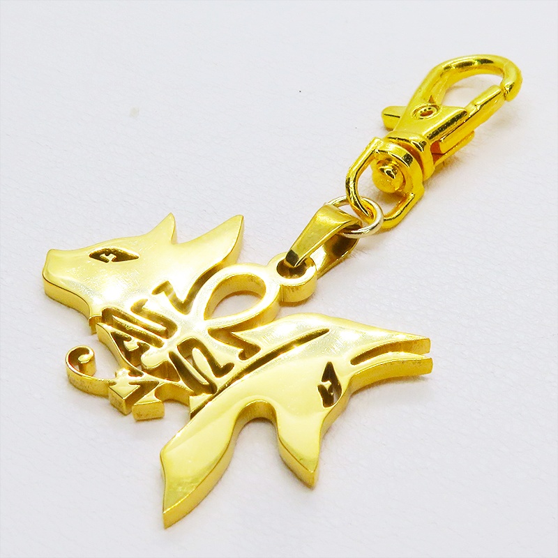 【再々販】ゴールドカラー 猫の神 犬の神 バステト アヌビス ステンレスキーホルダー エジプト オリエンタル 金具変更可