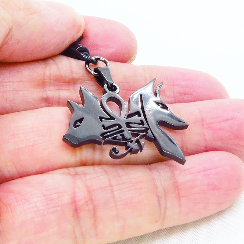 【再販】ブラックカラー 猫の神 犬の神 バステト アヌビス ステンレスキーホルダー エジプト オリエンタル 金具変更可