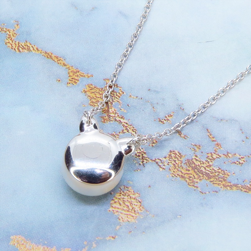 シルバー925 さり気なく大人可愛い猫耳パールネックレス 淡水パール スワロフスキー アジャスター可