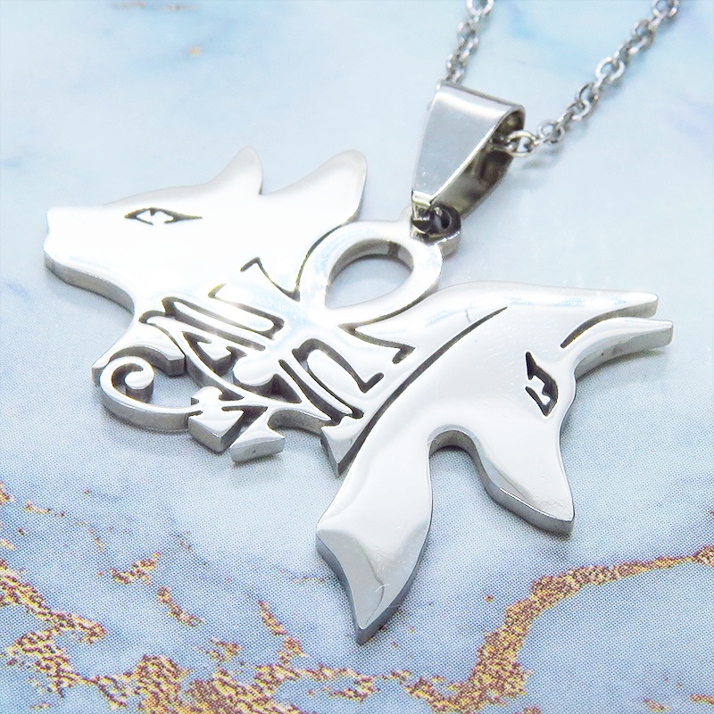 【再販】シルバーカラー 猫の神 犬の神 バステト アヌビス ステンレスネックレス エジプト オリエンタル 長さ調整可