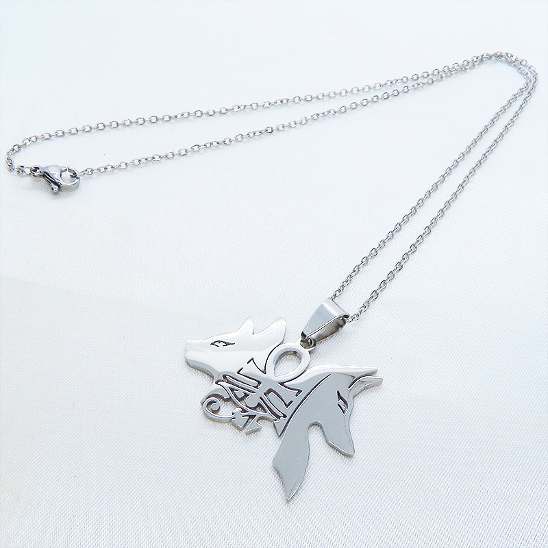 【再販】シルバーカラー 猫の神 犬の神 バステト アヌビス ステンレスネックレス エジプト オリエンタル 長さ調整可