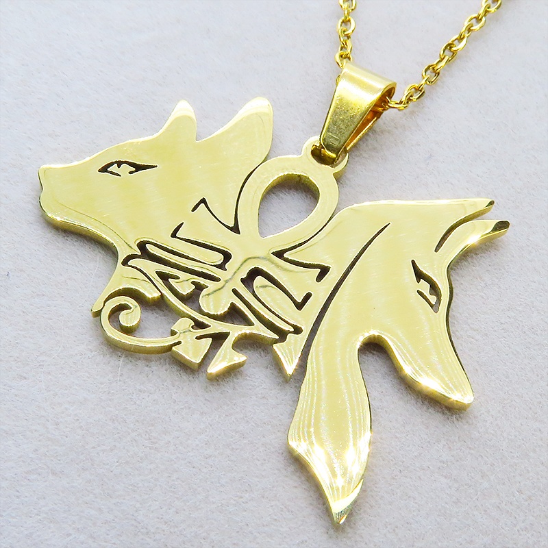 ゴールドカラー 猫の神 犬の神 バステト アヌビス ステンレスネックレス エジプト オリエンタル 長さ調整可