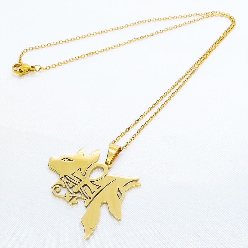 ゴールドカラー 猫の神 犬の神 バステト アヌビス ステンレスネックレス エジプト オリエンタル 長さ調整可