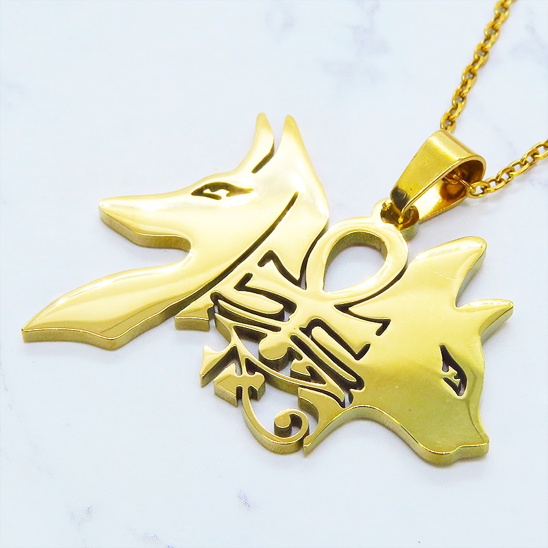 ゴールドカラー 猫の神 犬の神 バステト アヌビス ステンレスネックレス エジプト オリエンタル 長さ調整可