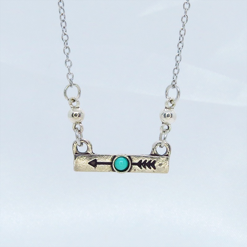 アンティークシルバー 矢の刻印プレートのワンポイントネックレス 長さ調整可 アジャスター可