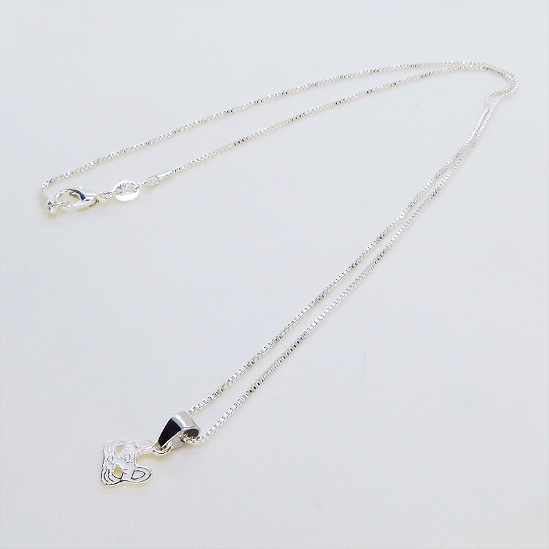 シルバー925 コンパクトな猫フェイスのペンダントネックレス アジャスター追加可