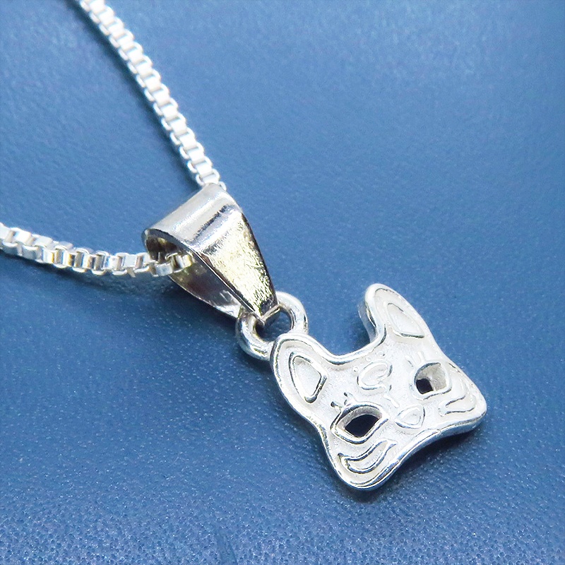 シルバー925 コンパクトな猫フェイスのペンダントネックレス アジャスター追加可