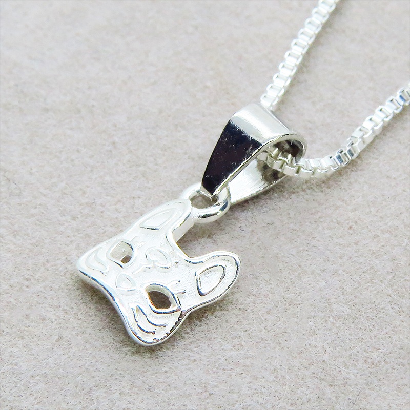 シルバー925 コンパクトな猫フェイスのペンダントネックレス アジャスター追加可