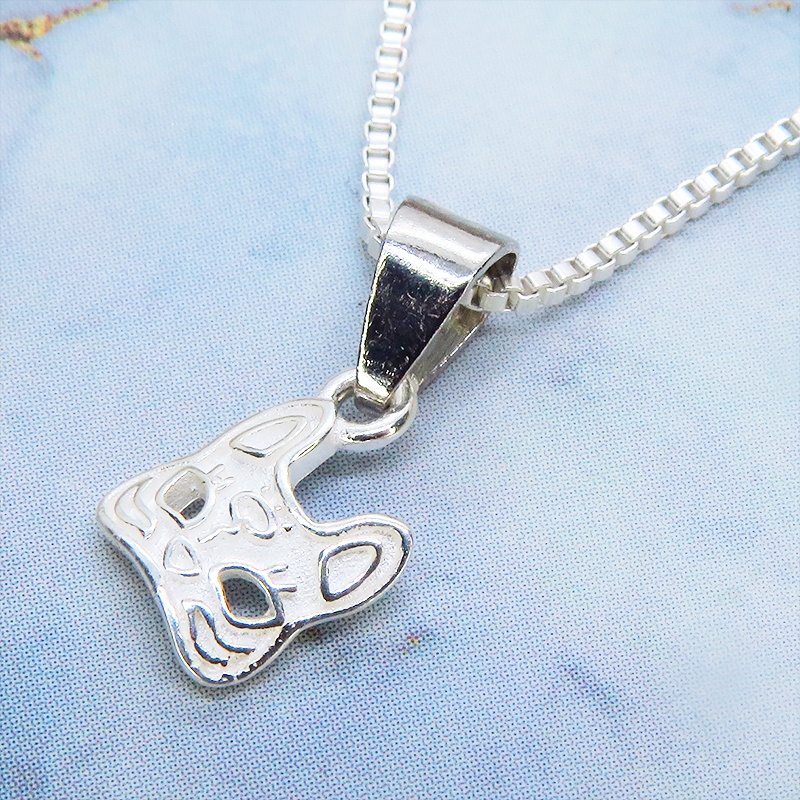 シルバー925 コンパクトな猫フェイスのペンダントネックレス アジャスター追加可