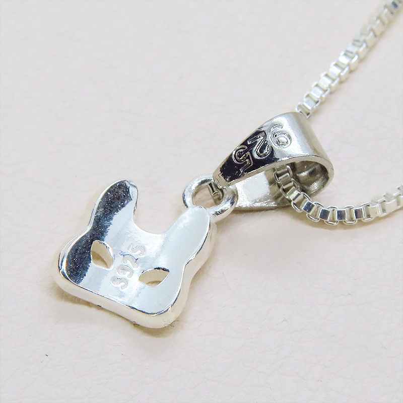シルバー925 コンパクトな猫フェイスのペンダントネックレス アジャスター追加可