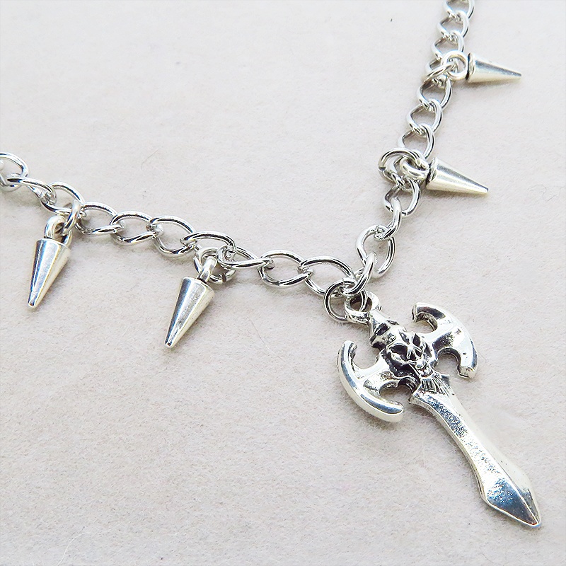 シルバーカラー ゴシック調ソード(剣)チャームのブレスレット スパイク付 パンク ロック