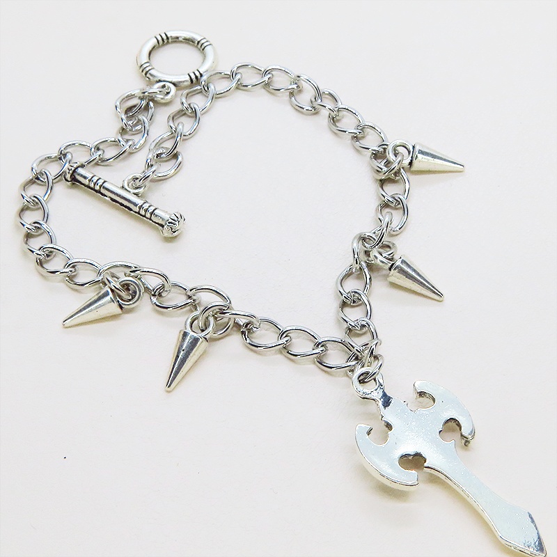 シルバーカラー ゴシック調ソード(剣)チャームのブレスレット スパイク付 パンク ロック