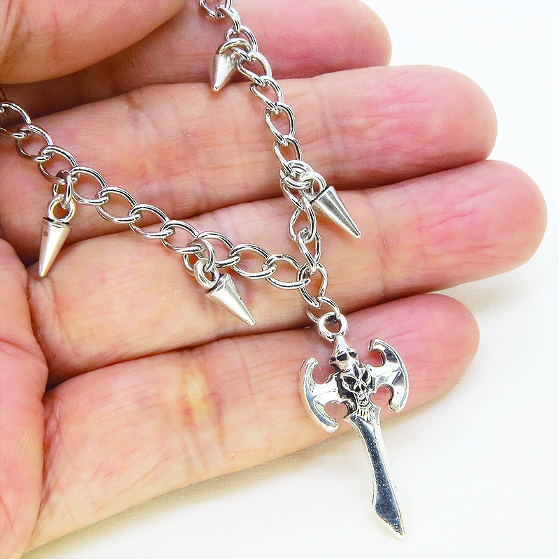 シルバーカラー ゴシック調ソード(剣)チャームのブレスレット スパイク付 パンク ロック