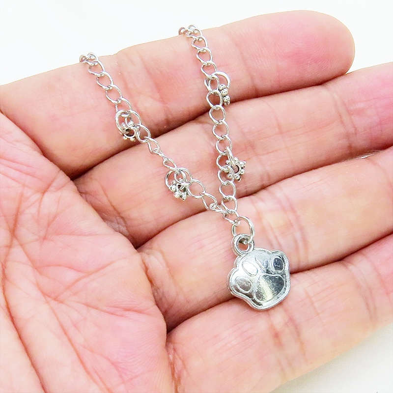 アンティークシルバー 肉球モチーフのシンプルな大人可愛いブレスレット 猫 犬