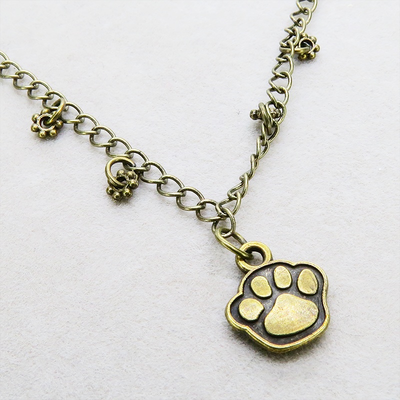 アンティークゴールド 肉球モチーフのシンプルな大人可愛いブレスレット 猫 犬