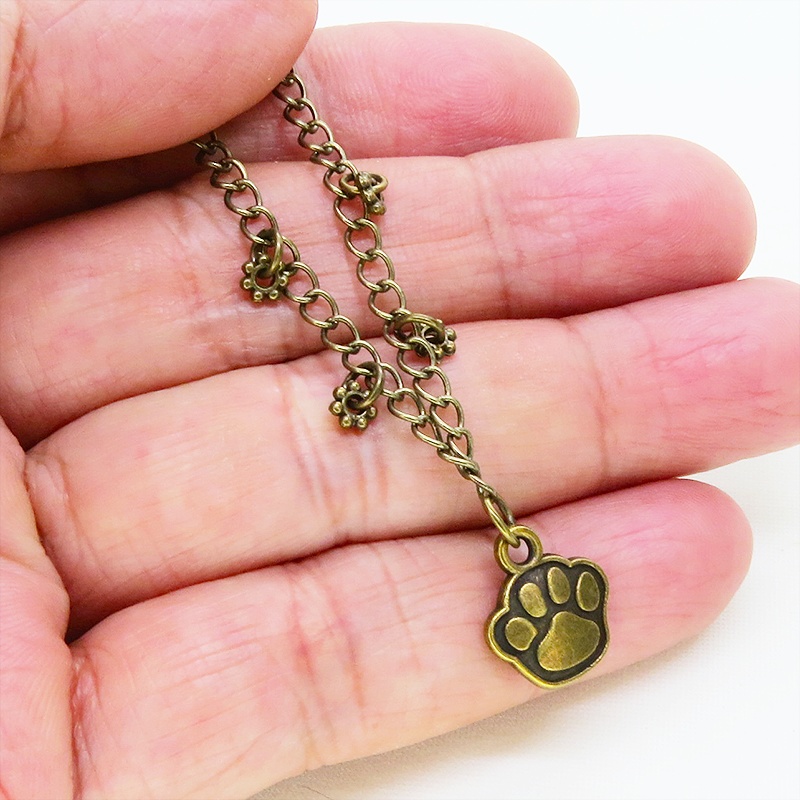 アンティークゴールド 肉球モチーフのシンプルな大人可愛いブレスレット 猫 犬