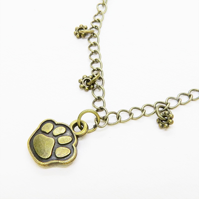 アンティークゴールド 肉球モチーフのシンプルな大人可愛いブレスレット 猫 犬
