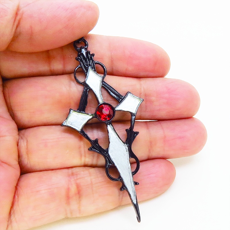 ブラック&シルバー ゴシック調ロザリオのピアス ロック パンク ゴス