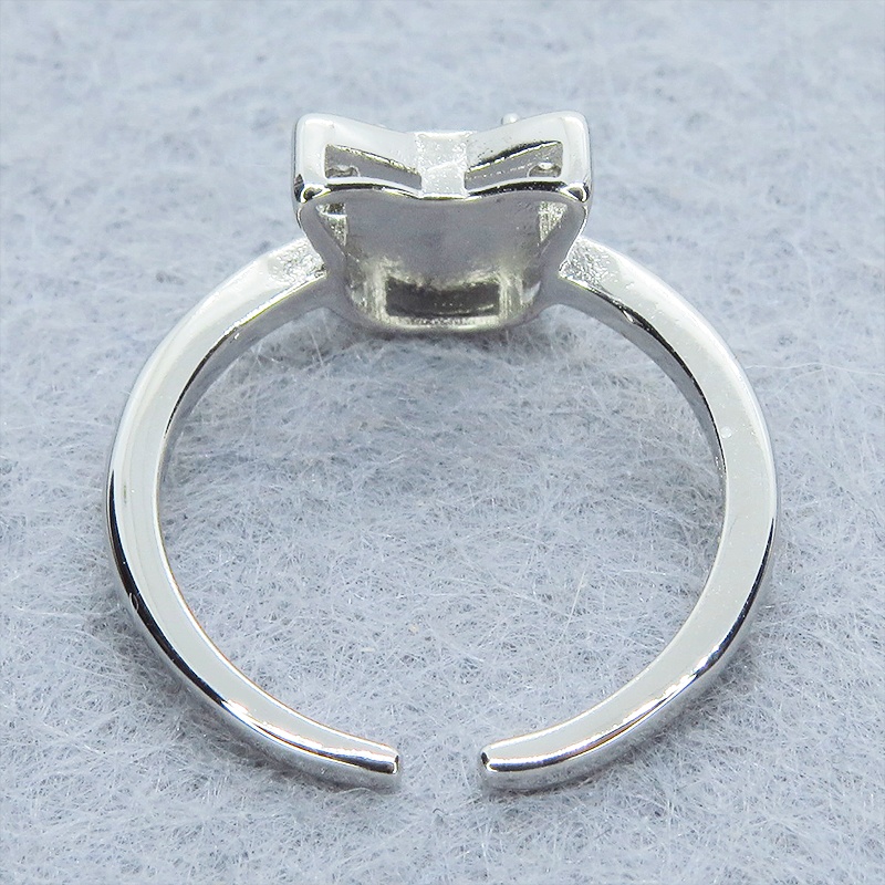 猫耳モチーフの大人可愛いリング シルバー925PLD アクアマリン アクリル ジルコン フリーサイズ 調整可能