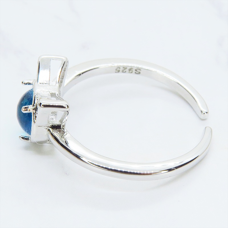 猫耳モチーフの大人可愛いリング シルバー925PLD アクアマリン アクリル ジルコン フリーサイズ 調整可能