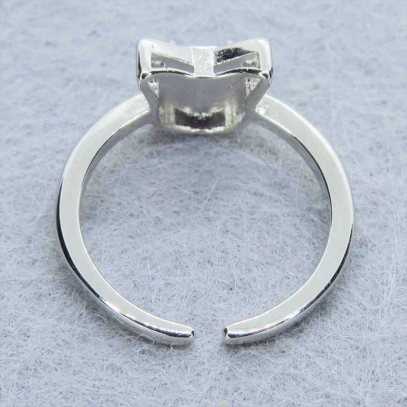 猫耳モチーフの大人可愛いリング シルバー925PLD マリンブルー アクリル ジルコン フリーサイズ 調整可能