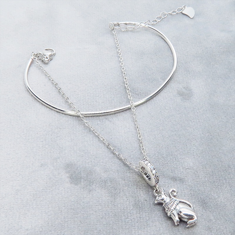シルバー925 バステト 猫の神様 エジプト 猫モチーフ バングル&ブレスレット