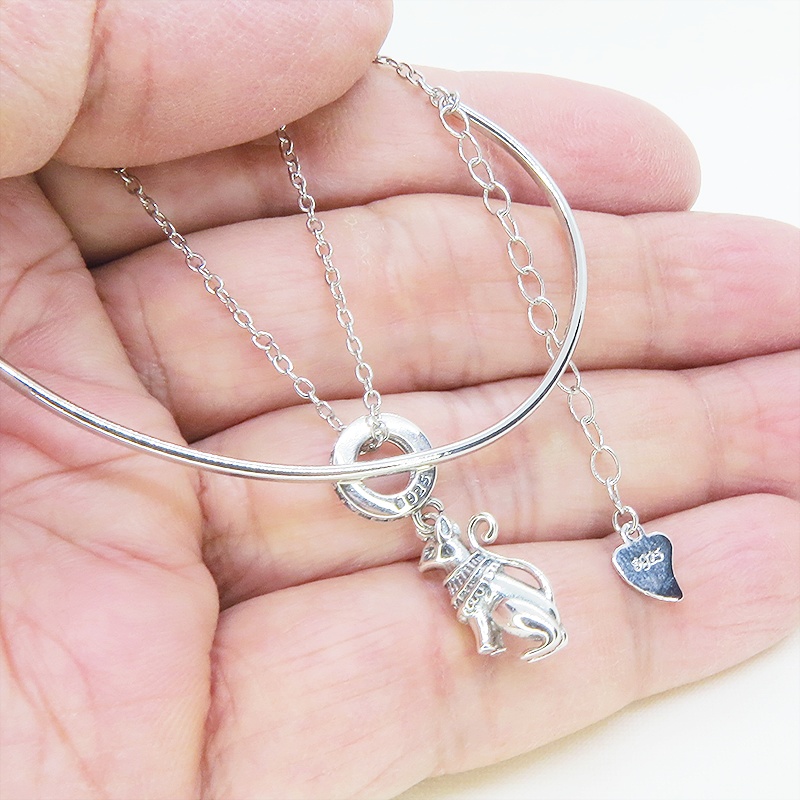 シルバー925 バステト 猫の神様 エジプト 猫モチーフ バングル&ブレスレット