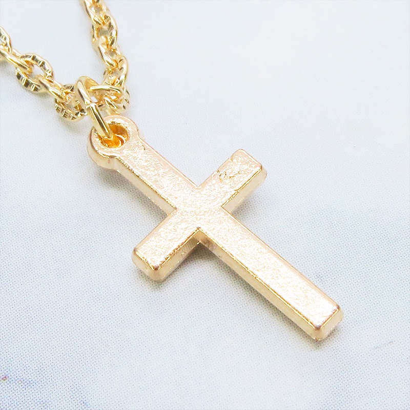 マットゴールド ロザリオチャームと模様入りチェーンのシンプルなブレスレット アジャスター追加可