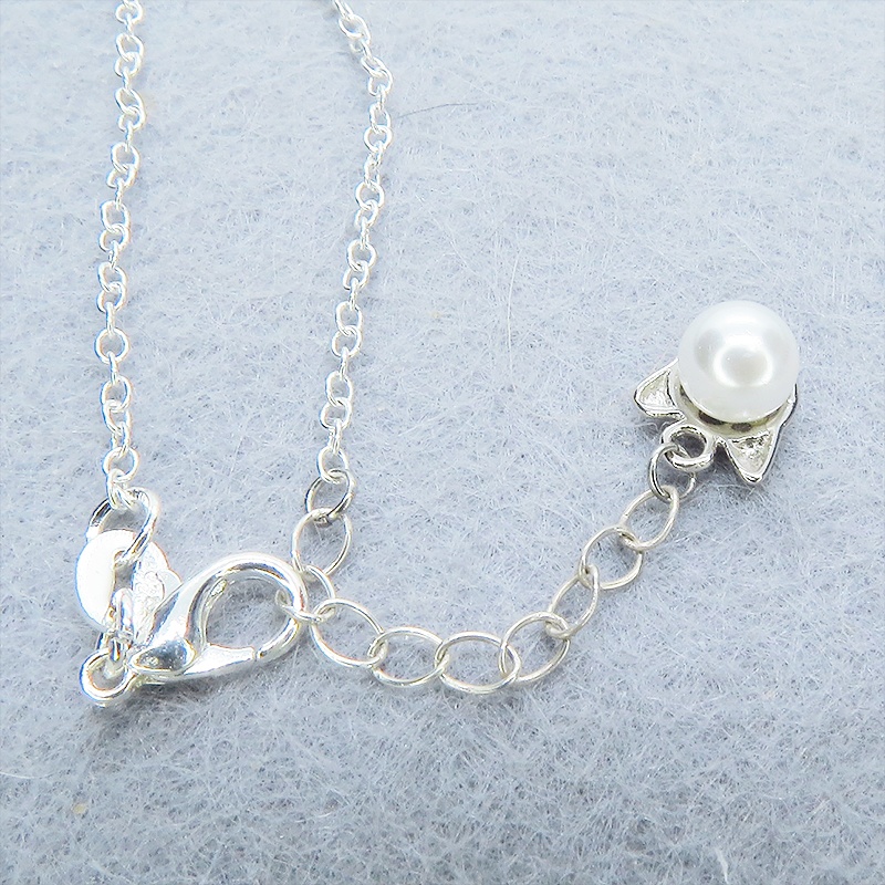 シルバー925 猫耳パールのブレスレット 淡水パール ナチュラルホワイト アジャスター付