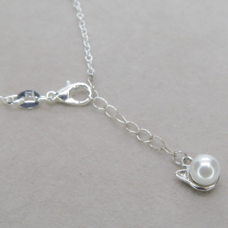 シルバー925 猫耳パールのブレスレット 淡水パール ナチュラルホワイト アジャスター付