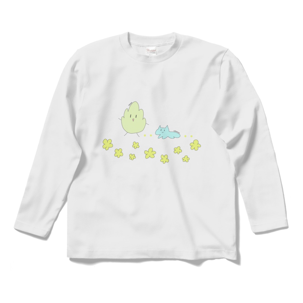 おやさいとおさかな ロングスリーブTシャツ - 白