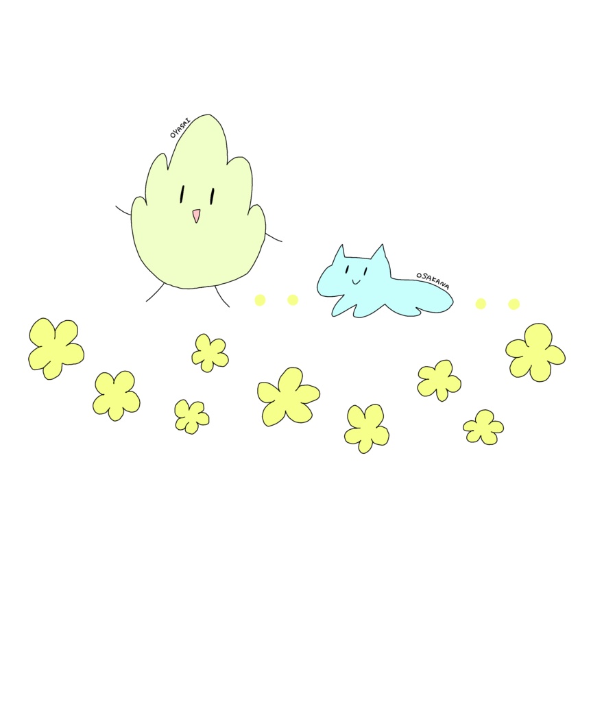 おやさいとおさかな ロングスリーブTシャツ - 白