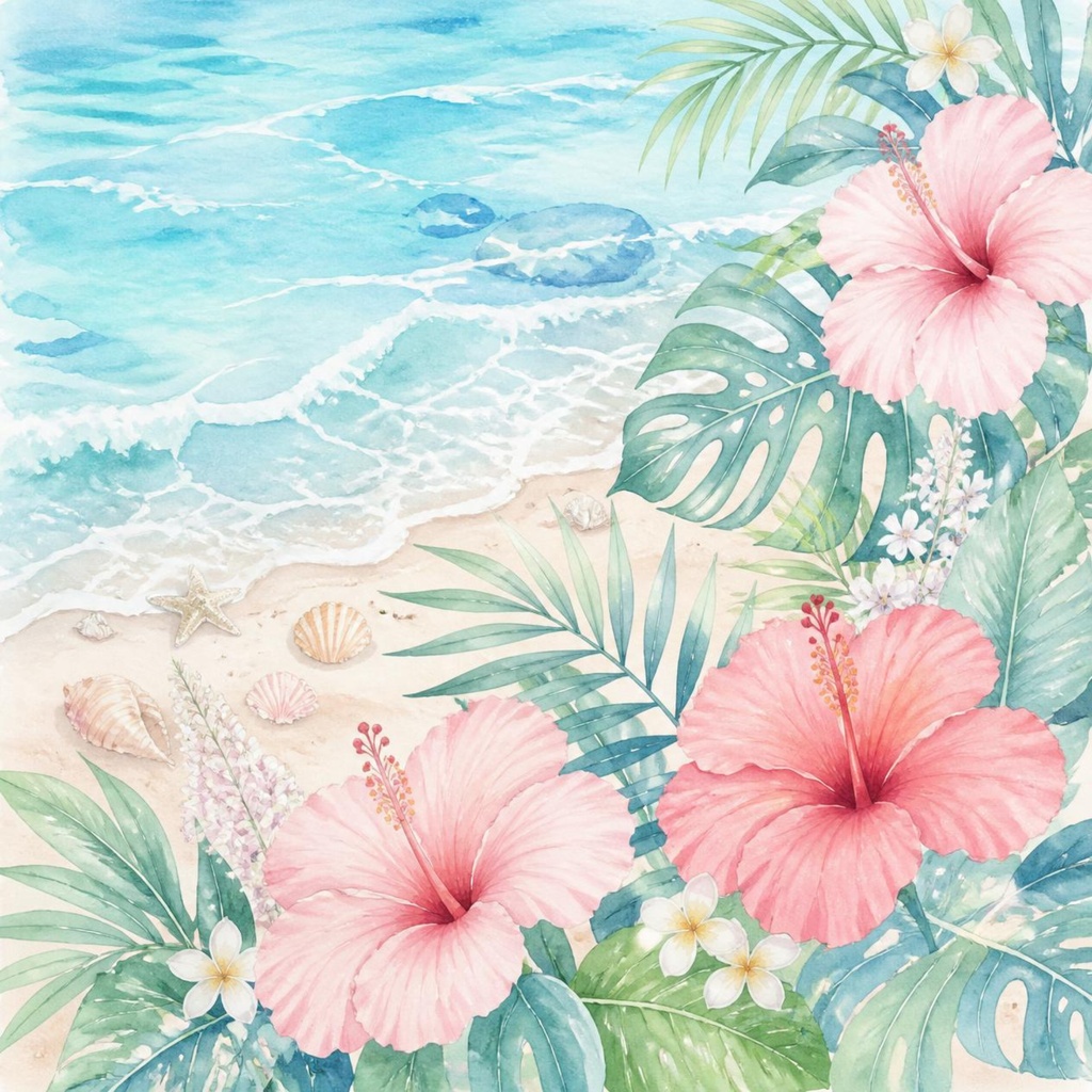 ハイビスカスと海