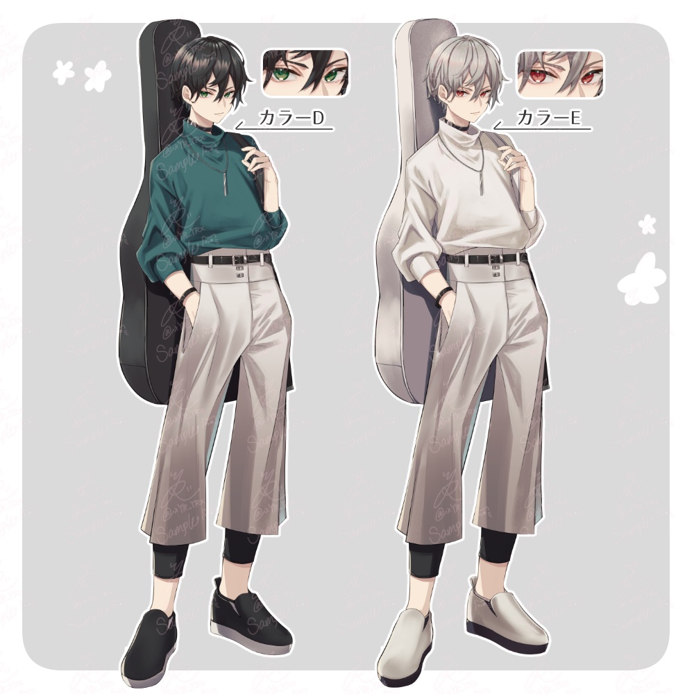 【立ち絵素材03】表情8種×カラー5種