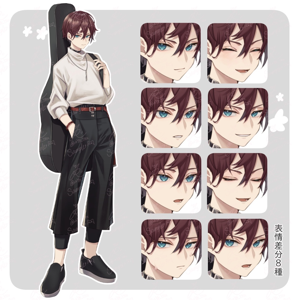 【立ち絵素材03】表情8種×カラー5種