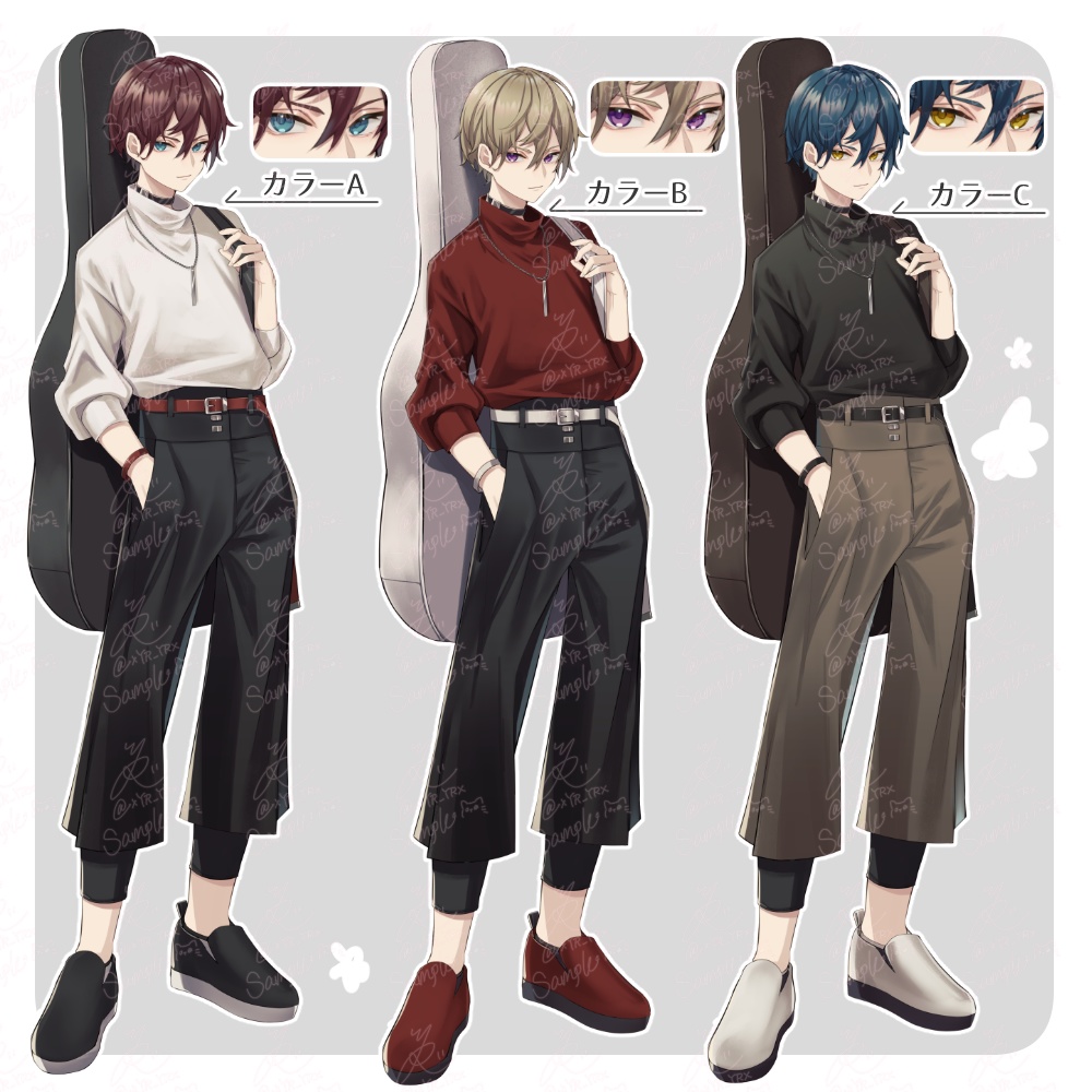 【立ち絵素材03】表情8種×カラー5種