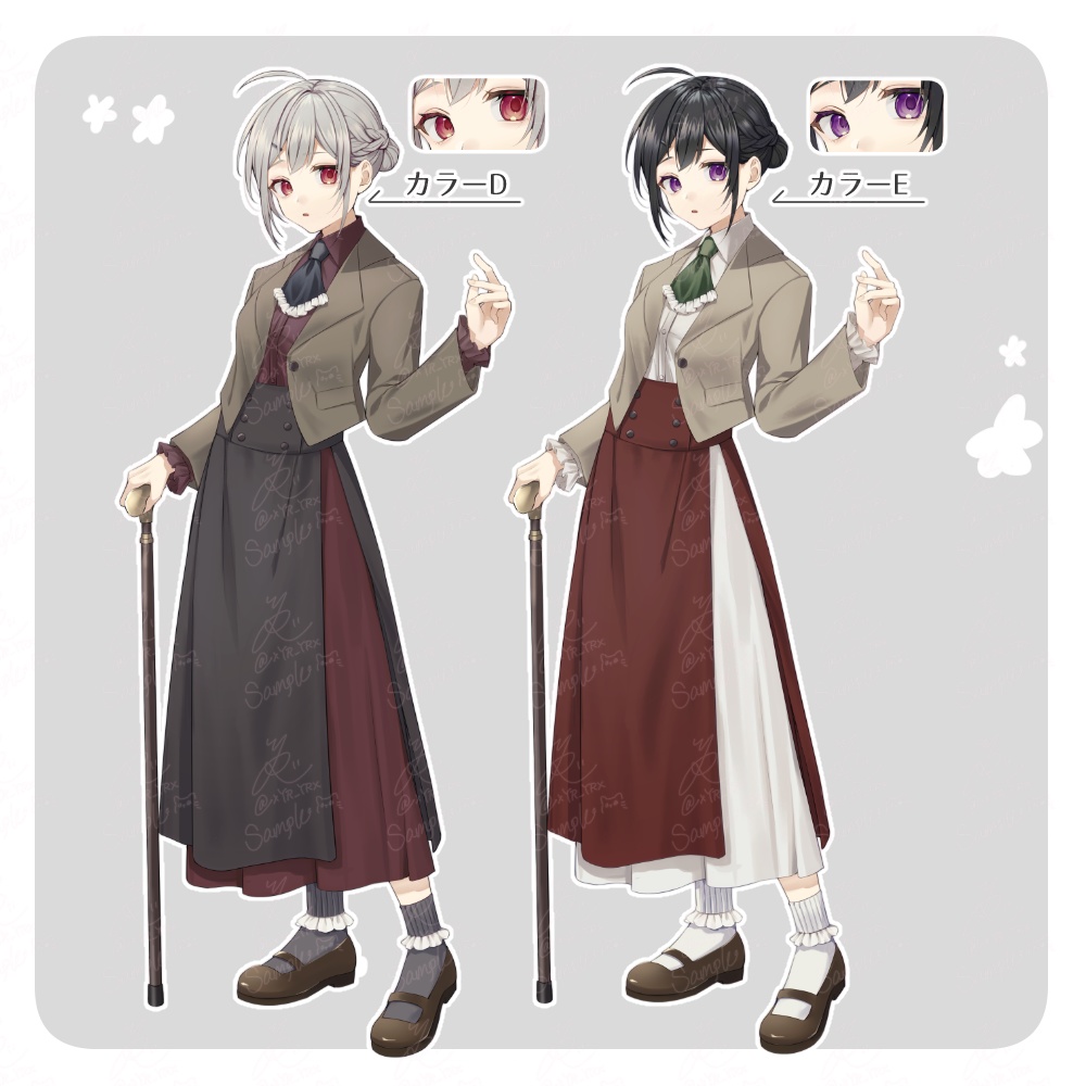 【立ち絵素材04】表情8種×カラー5種