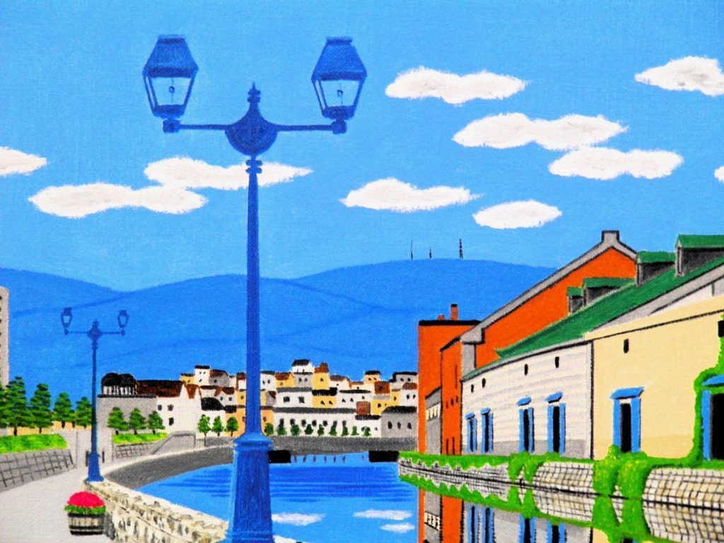 ★小樽運河・肉筆油彩画・F6キャンバス