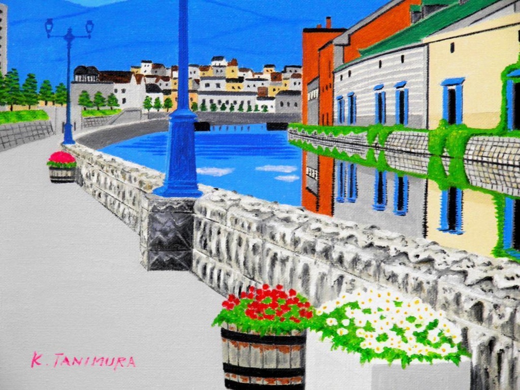 ★小樽運河・肉筆油彩画・F6キャンバス