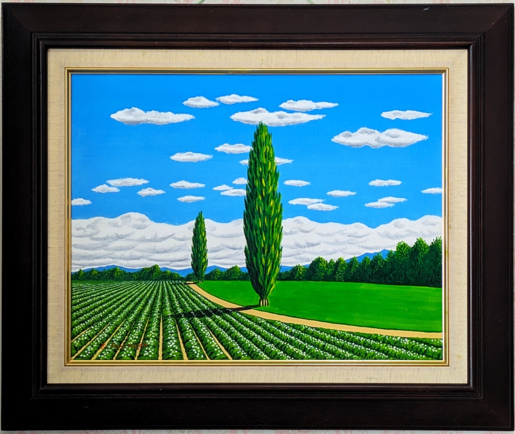 1 / 6 ★美瑛・いも畑と2本のポプラ・肉筆油彩画・F6キャンバス