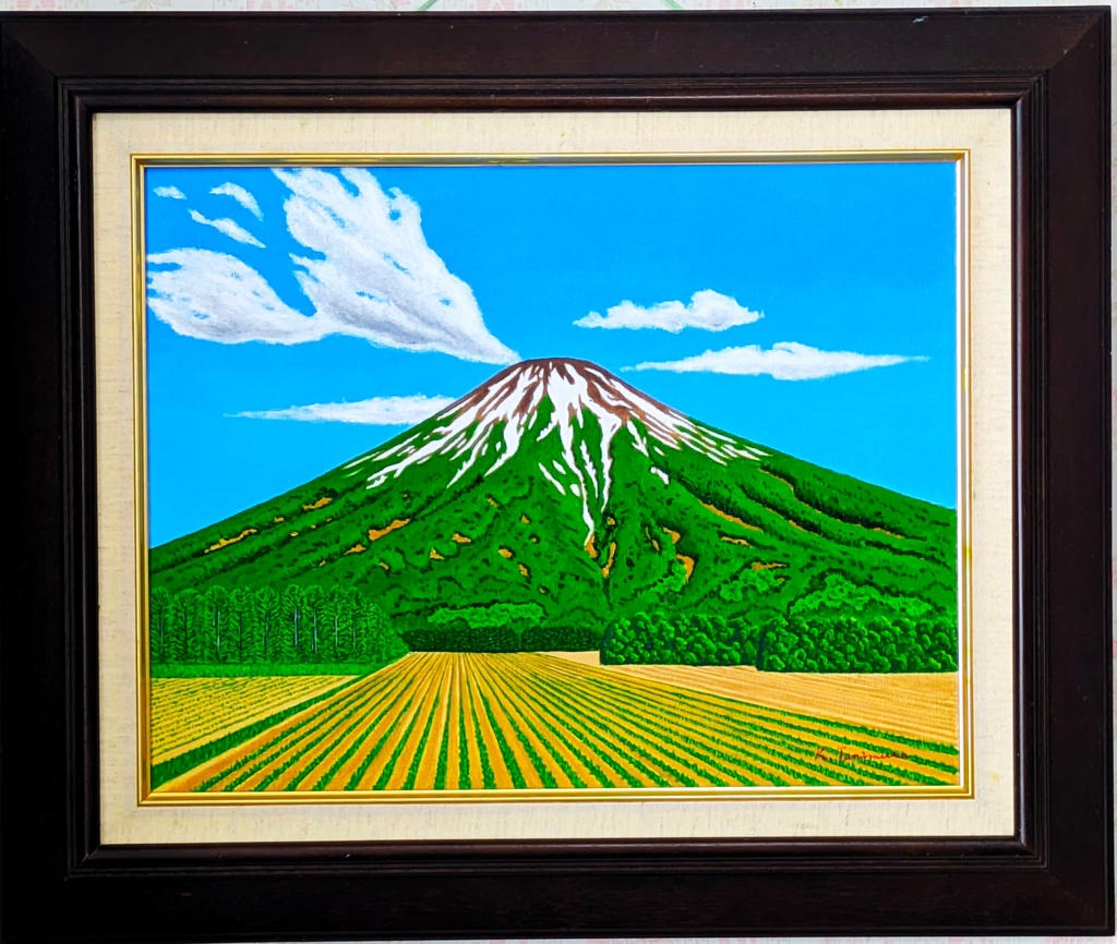 ★早春の羊蹄山・肉筆油彩画・F6キャンバス