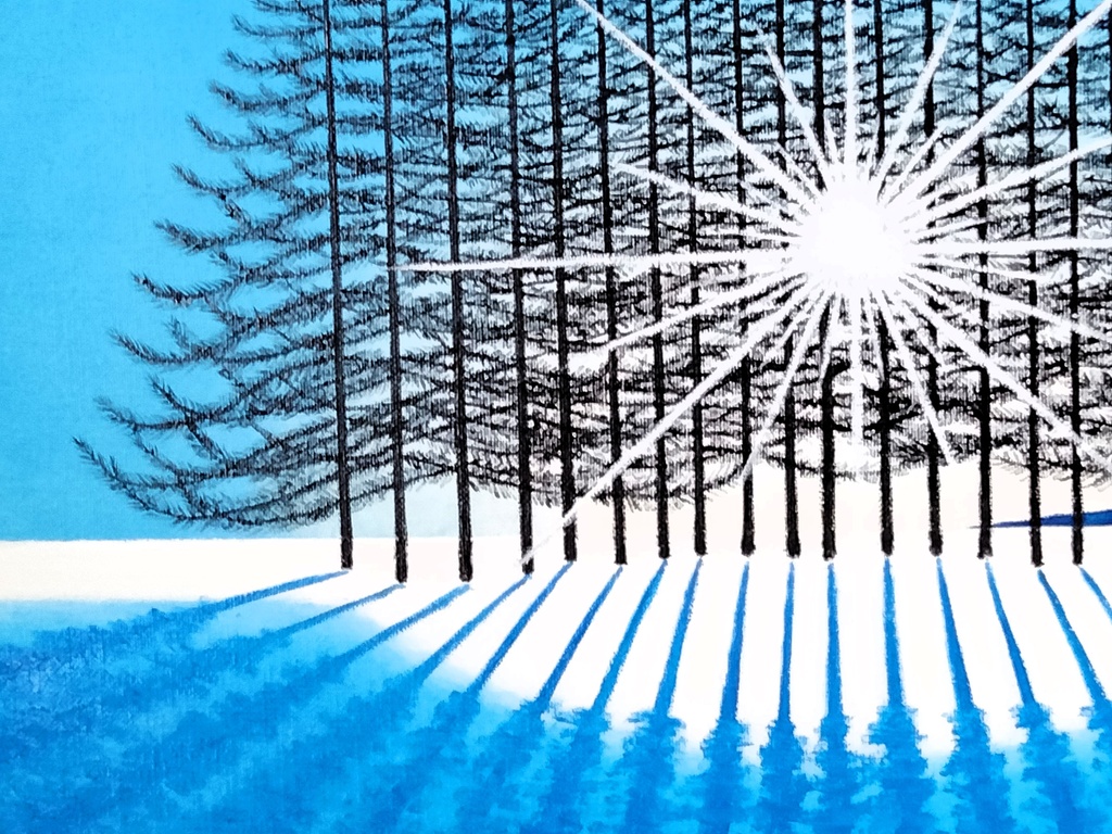 ★まぶしい朝・肉筆油彩画・F6キャンバス