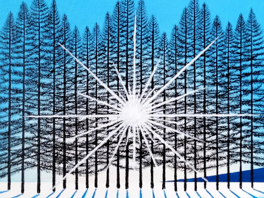 ★まぶしい朝・肉筆油彩画・F6キャンバス