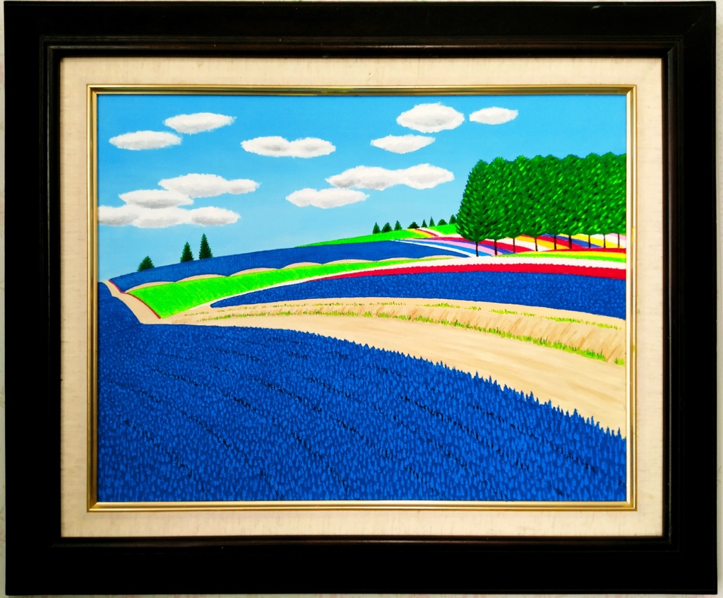 ★富良野のラベンダー畑・肉筆油彩画・F6キャンバス